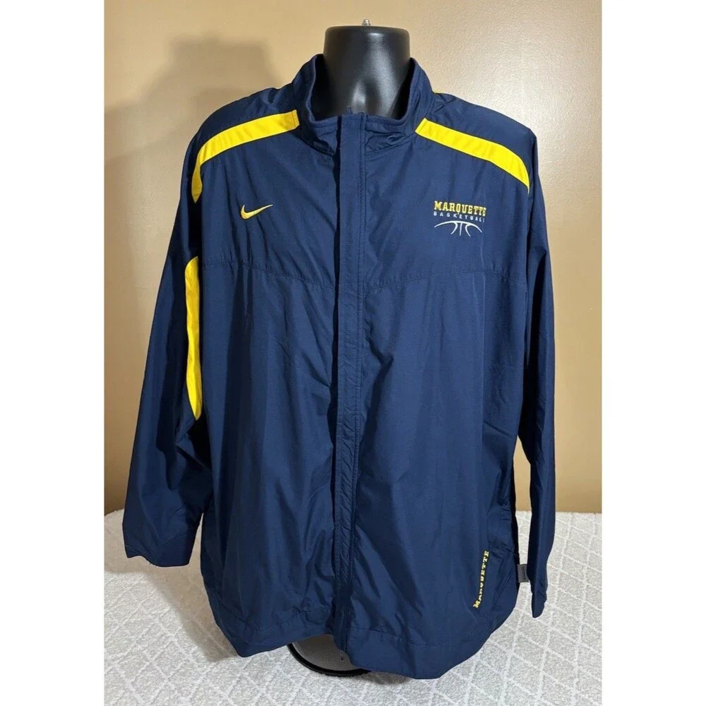 Vintage Nike Fit Storm Marquette University Basketball Full Zip Windbreaker 3XL